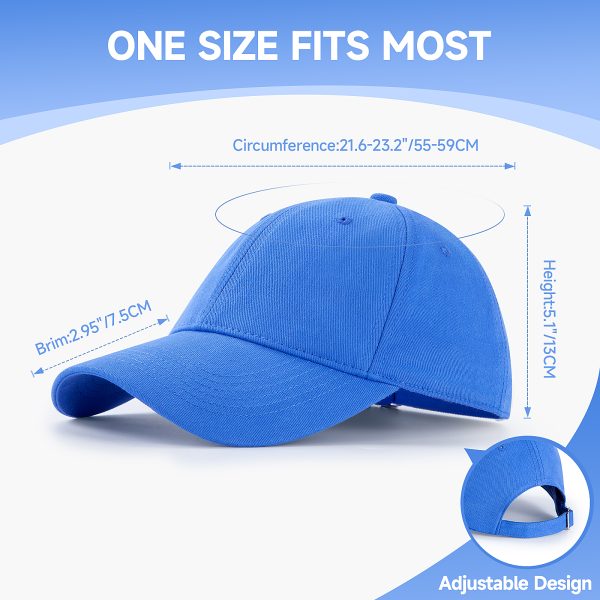 NAWOCHSE Baseball Cap Unisex Cotton Adjustable Original Classic Unstructured Plain Golf Dad Hat Blue - Image 2