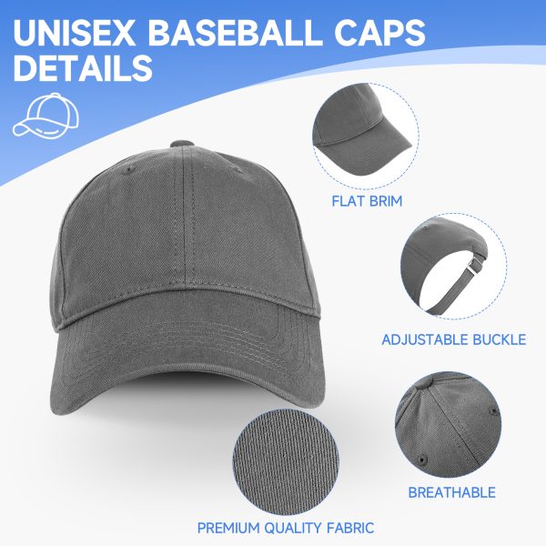NAWOCHSE Baseball Cap Unisex Cotton Adjustable Original Classic Unstructured Plain Golf Dad Hat Grey - Image 3