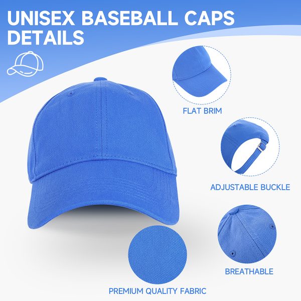 NAWOCHSE Baseball Cap Unisex Cotton Adjustable Original Classic Unstructured Plain Golf Dad Hat Blue - Image 3