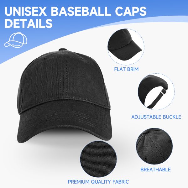 NAWOCHSE Baseball Cap Unisex Cotton Adjustable Original Classic Unstructured Plain Golf Dad Hat Black - Image 3