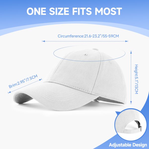 NAWOCHSE Baseball Cap Unisex Cotton Adjustable Original Classic Unstructured Plain Golf Dad Hat White - Image 2
