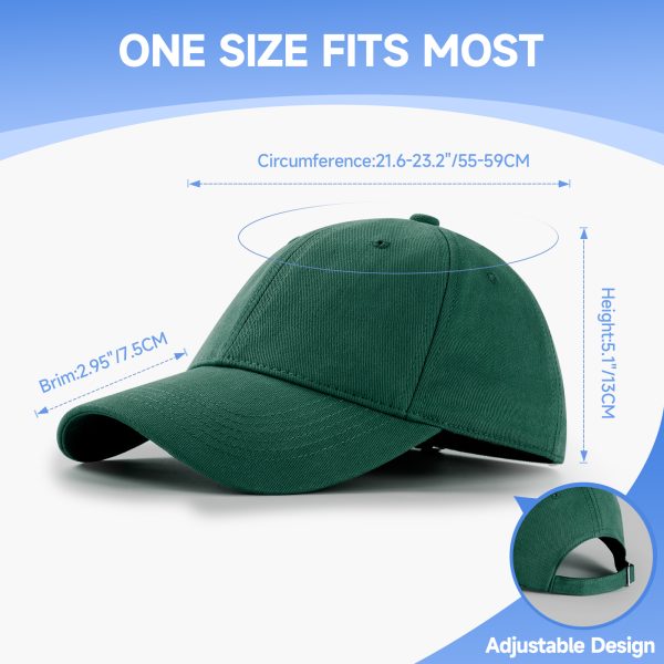 NAWOCHSE Baseball Cap Unisex Cotton Adjustable Original Classic Unstructured Plain Golf Dad Hat Dark Green - Image 2
