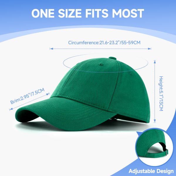 NAWOCHSE Baseball Cap Unisex Cotton Adjustable Original Classic Unstructured Plain Golf Dad Hat Dark Green - Image 2