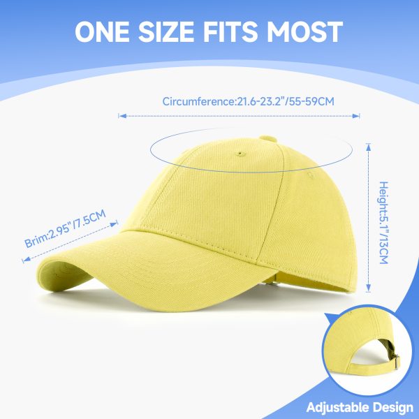 NAWOCHSE Baseball Cap Unisex Cotton Adjustable Original Classic Unstructured Plain Golf Dad Hat Yellow - Image 2