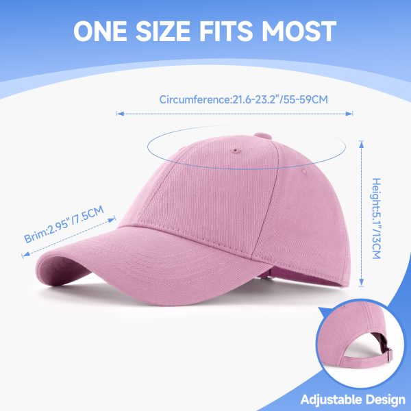 NAWOCHSE Baseball Cap Unisex Cotton Adjustable Original Classic Unstructured Plain Golf Dad Hat Pink - Image 2