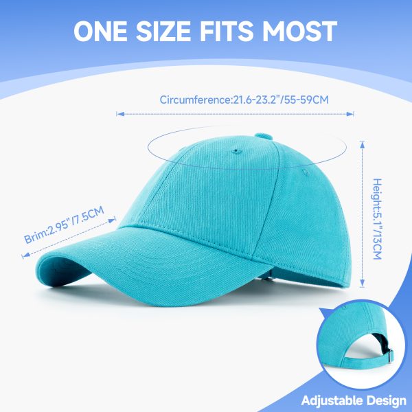 NAWOCHSE Baseball Cap Unisex Cotton Adjustable Original Classic Unstructured Plain Golf Dad Hat Sky Blue - Image 2