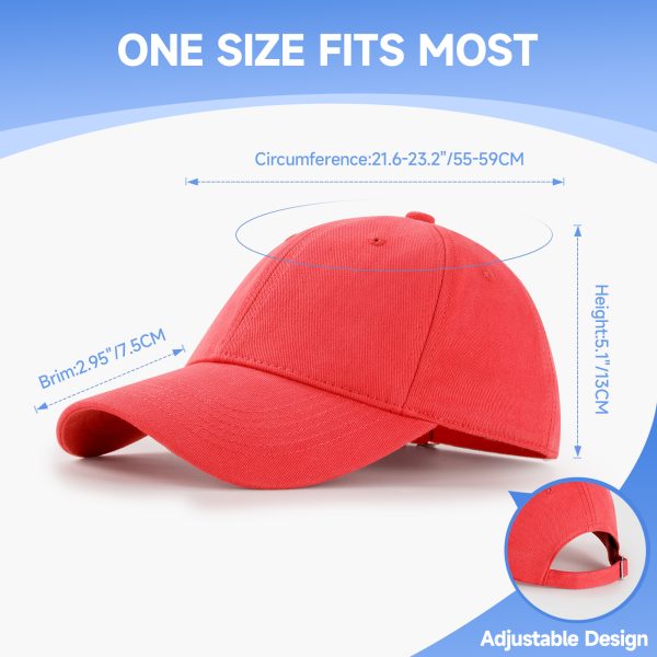 NAWOCHSE Baseball Cap Unisex Cotton Adjustable Original Classic Unstructured Plain Golf Dad Hat WatermelonRed - Image 2