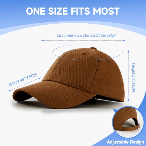 NAWOCHSE Baseball Cap Unisex Cotton Adjustable Original Classic Unstructured Plain Golf Dad Hat Brown - Image 2