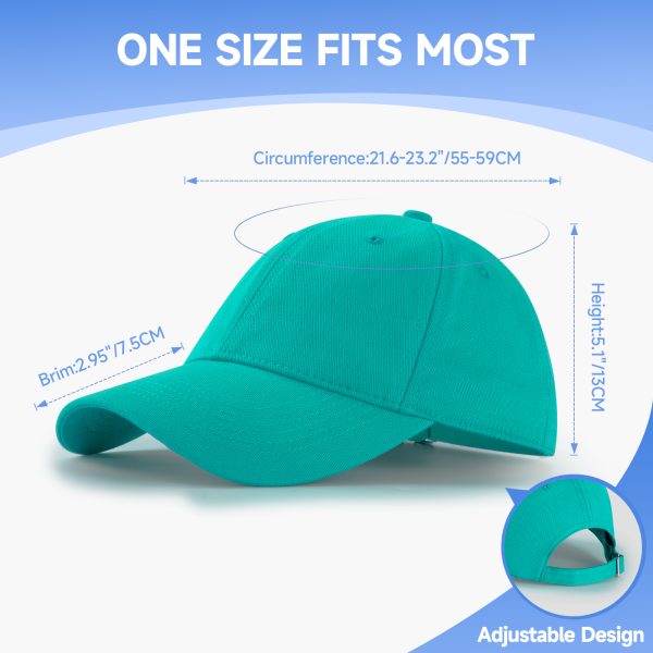 NAWOCHSE Baseball Cap Unisex Cotton Adjustable Original Classic Unstructured Plain Golf Dad Hat Peacock Blue - Image 2