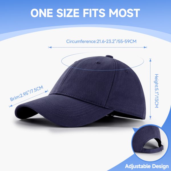 NAWOCHSE Baseball Cap Unisex Cotton Adjustable Original Classic Unstructured Plain Golf Dad Hat Navy - Image 2