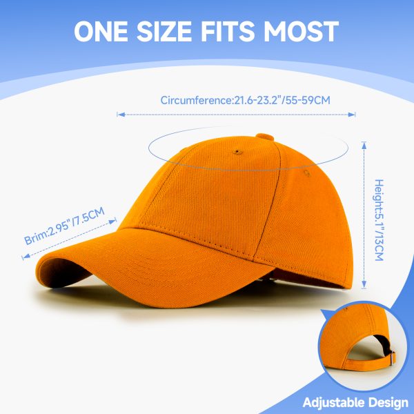 NAWOCHSE Baseball Cap Unisex Cotton Adjustable Original Classic Unstructured Plain Golf Dad Hat Orange - Image 2