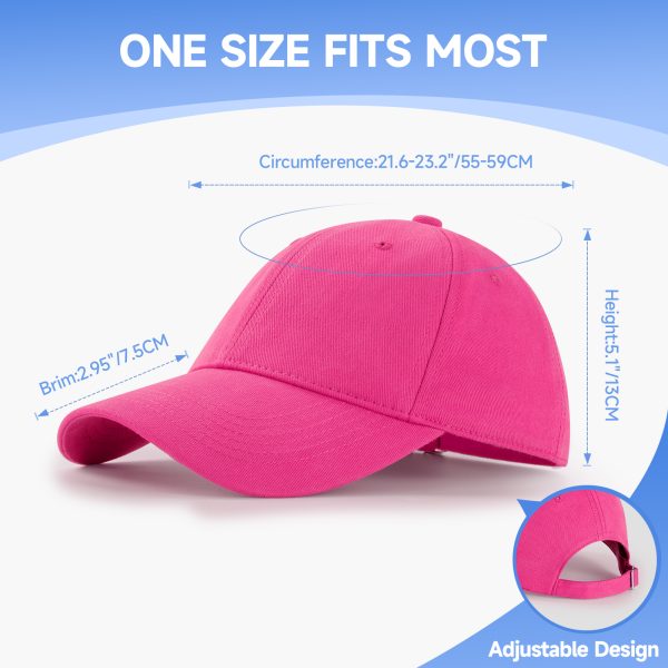 NAWOCHSE Baseball Cap Unisex Cotton Adjustable Original Classic Unstructured Plain Golf Dad Hat Rose Red - Image 2
