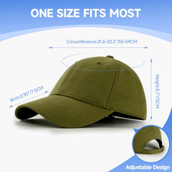 NAWOCHSE Baseball Cap Unisex Cotton Adjustable Original Classic Unstructured Plain Golf Dad Hat Olive - Image 2