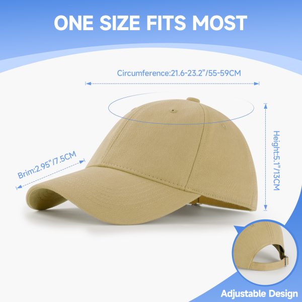 NAWOCHSE Baseball Cap Unisex Cotton Adjustable Original Classic Unstructured Plain Golf Dad Hat Khaki - Image 2