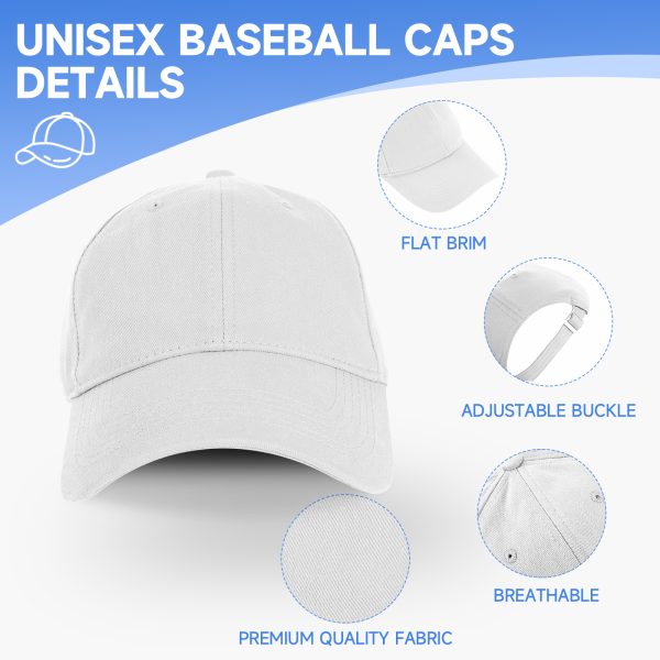 NAWOCHSE Baseball Cap Unisex Cotton Adjustable Original Classic Unstructured Plain Golf Dad Hat White - Image 3