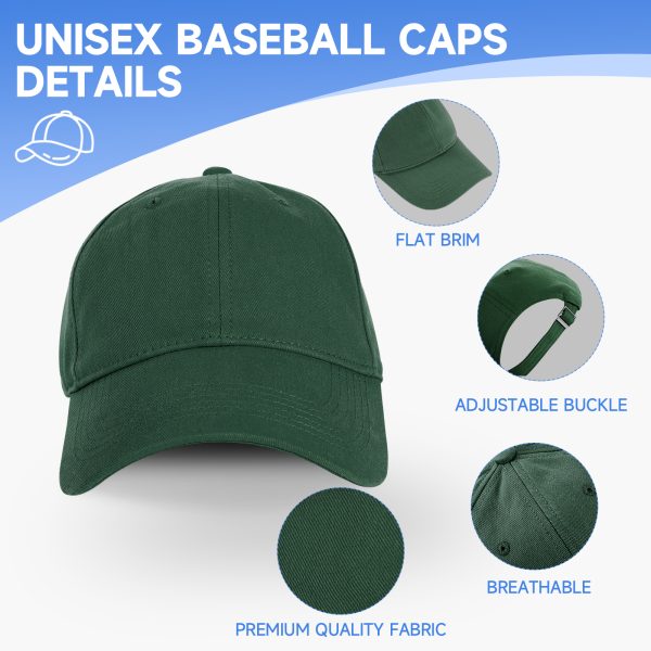 NAWOCHSE Baseball Cap Unisex Cotton Adjustable Original Classic Unstructured Plain Golf Dad Hat Dark Green - Image 3