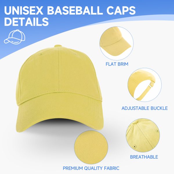 NAWOCHSE Baseball Cap Unisex Cotton Adjustable Original Classic Unstructured Plain Golf Dad Hat Yellow - Image 3