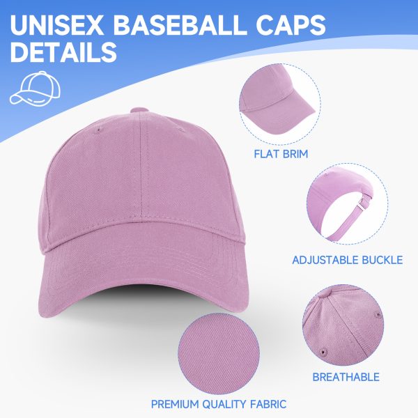NAWOCHSE Baseball Cap Unisex Cotton Adjustable Original Classic Unstructured Plain Golf Dad Hat Pink - Image 3