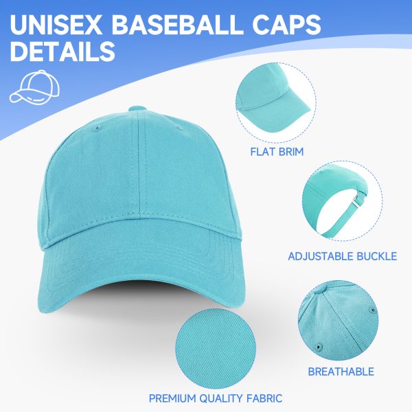 NAWOCHSE Baseball Cap Unisex Cotton Adjustable Original Classic Unstructured Plain Golf Dad Hat Sky Blue - Image 3
