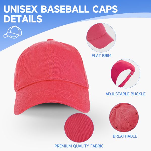 NAWOCHSE Baseball Cap Unisex Cotton Adjustable Original Classic Unstructured Plain Golf Dad Hat WatermelonRed - Image 3
