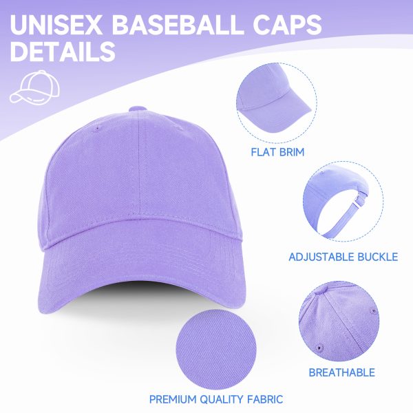 NAWOCHSE Baseball Cap Unisex Cotton Adjustable Original Classic Unstructured Plain Golf Dad Hat Purple - Image 3