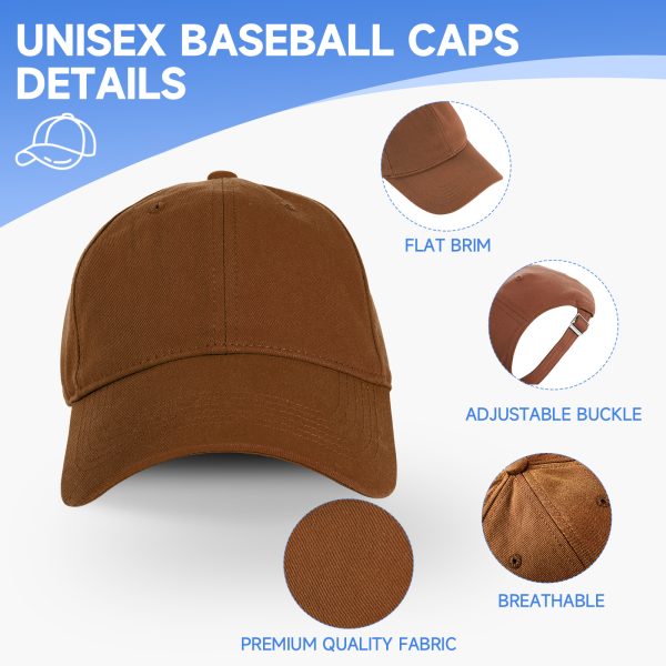 NAWOCHSE Baseball Cap Unisex Cotton Adjustable Original Classic Unstructured Plain Golf Dad Hat Brown - Image 3