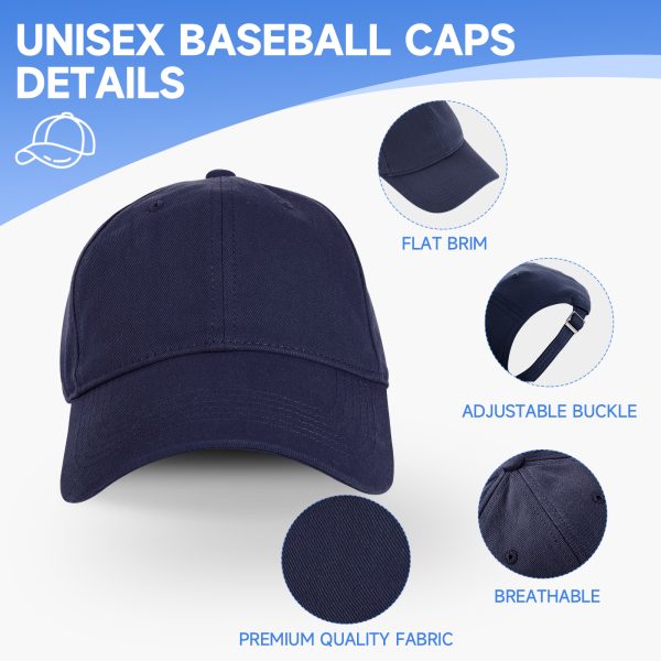 NAWOCHSE Baseball Cap Unisex Cotton Adjustable Original Classic Unstructured Plain Golf Dad Hat Navy - Image 3