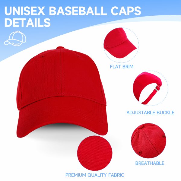 NAWOCHSE Baseball Cap Unisex Cotton Adjustable Original Classic Unstructured Plain Golf Dad Hat Red - Image 3