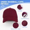 NAWOCHSE Baseball Cap Unisex Cotton Adjustable Original Classic Unstructured Plain Golf Dad Hat Wine - Image 3