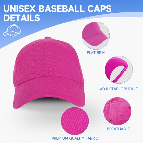 NAWOCHSE Baseball Cap Unisex Cotton Adjustable Original Classic Unstructured Plain Golf Dad Hat Rose Red - Image 3