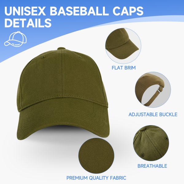 NAWOCHSE Baseball Cap Unisex Cotton Adjustable Original Classic Unstructured Plain Golf Dad Hat Olive - Image 3