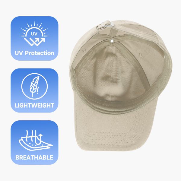 NAWOCHSE Baseball Cap Unisex Cotton Adjustable Original Classic Unstructured Plain Golf Dad Hat Beige - Image 6