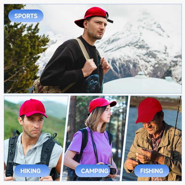 NAWOCHSE Baseball Cap Unisex Cotton Adjustable Original Classic Unstructured Plain Golf Dad Hat Red - Image 7